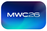 MWC Small Logo on gradient neon blue and green background