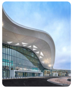 An exterior view of the completed Las Vegas Convention Center renovations. 